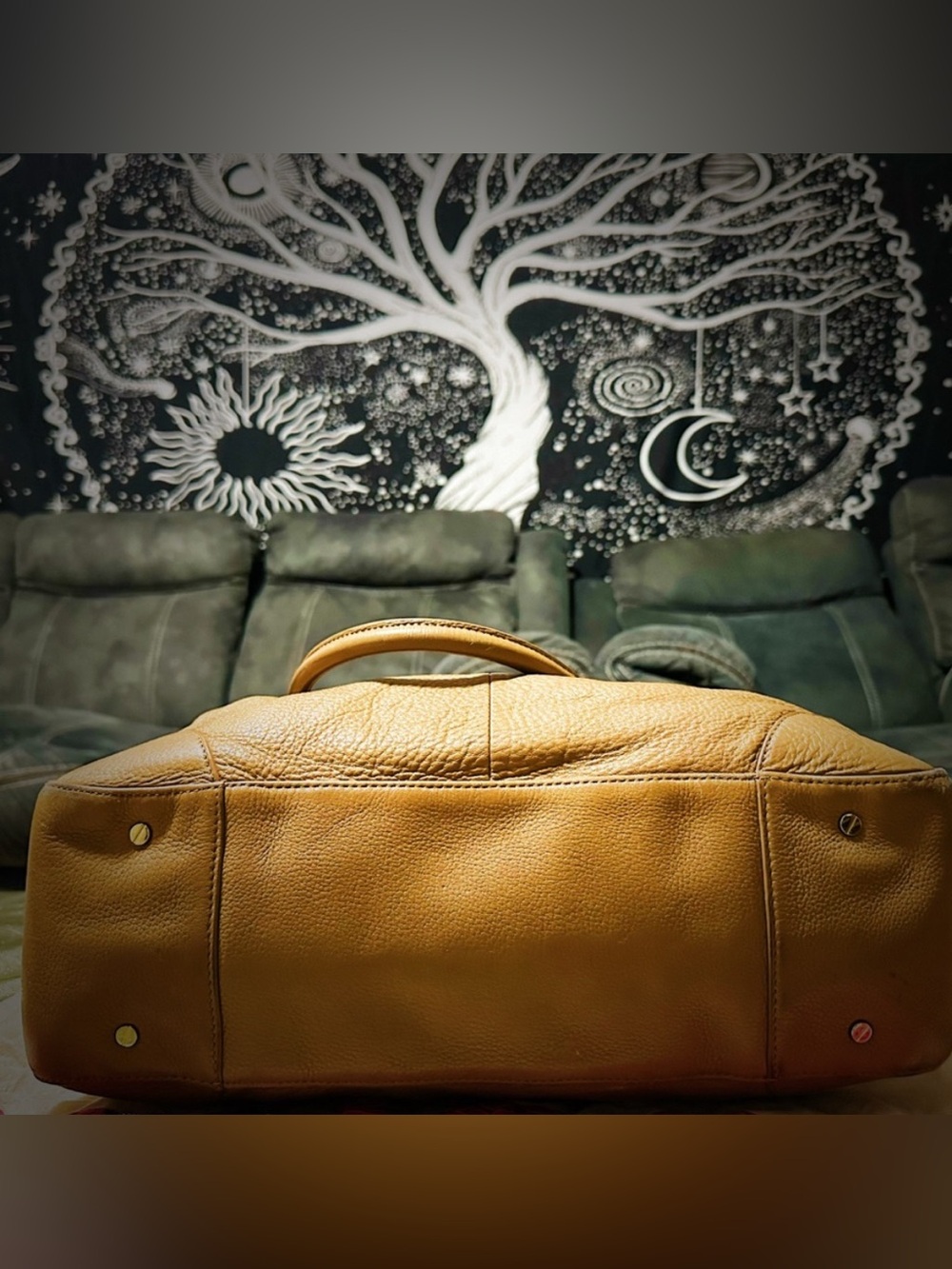 Vintage Tory Burch Mustard Leather Tote with Charm shoulder bag - Picture 11 of 15